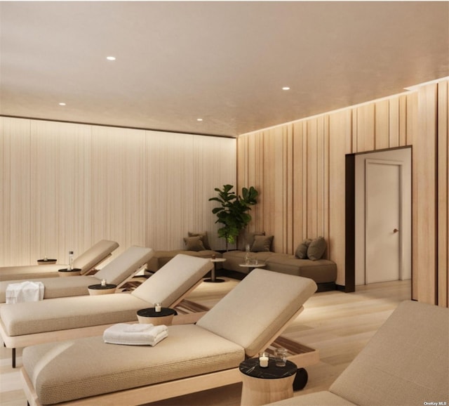 living room with light wood-type flooring