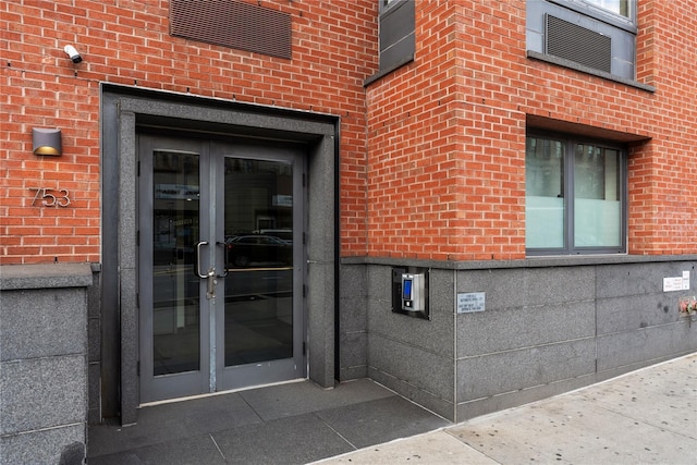 property entrance with french doors