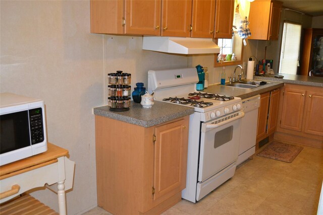 kitchen featuring sink and white appliances