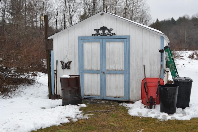 view of snow covered structure