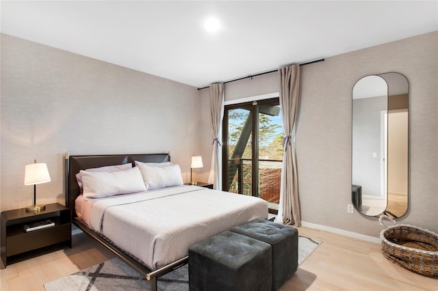 bedroom with light wood-type flooring