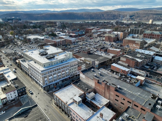 birds eye view of property featuring a mountain view