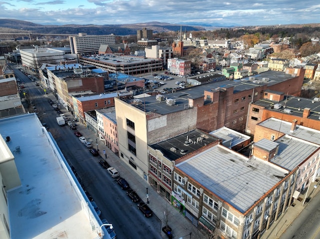 aerial view with a mountain view