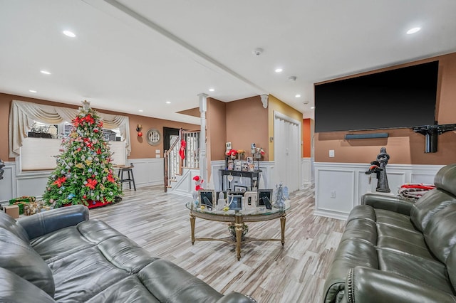 living room featuring light hardwood / wood-style floors