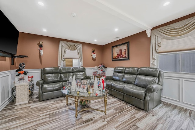 living room featuring light hardwood / wood-style flooring