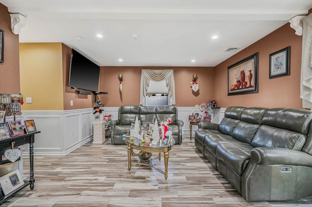 living room featuring light hardwood / wood-style flooring