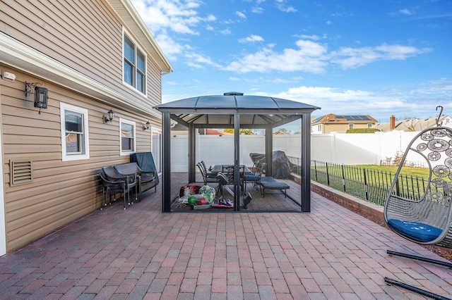 view of patio featuring a gazebo