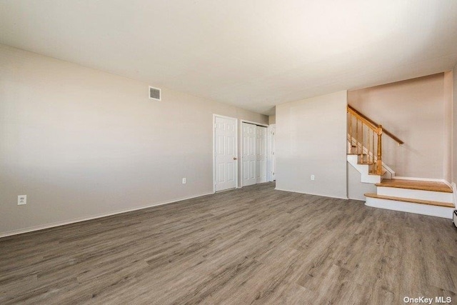 unfurnished living room featuring dark hardwood / wood-style floors