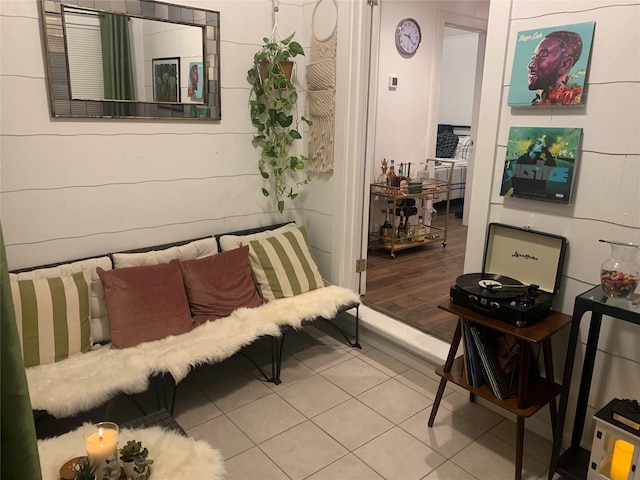 living room with light hardwood / wood-style flooring