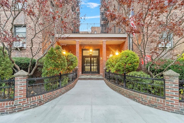 property entrance with french doors