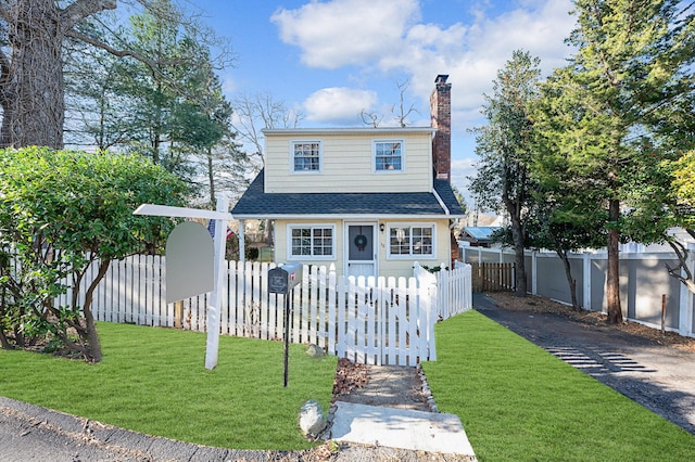 view of front property featuring a front lawn