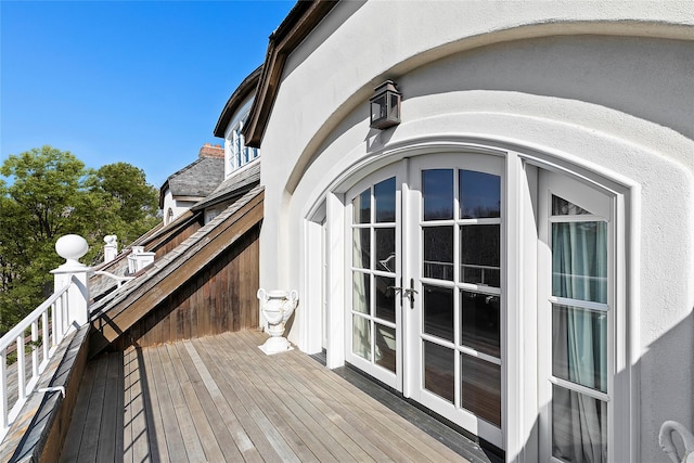 wooden deck with french doors