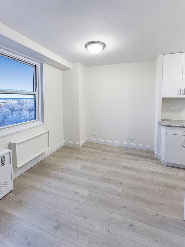 empty room with light hardwood / wood-style floors