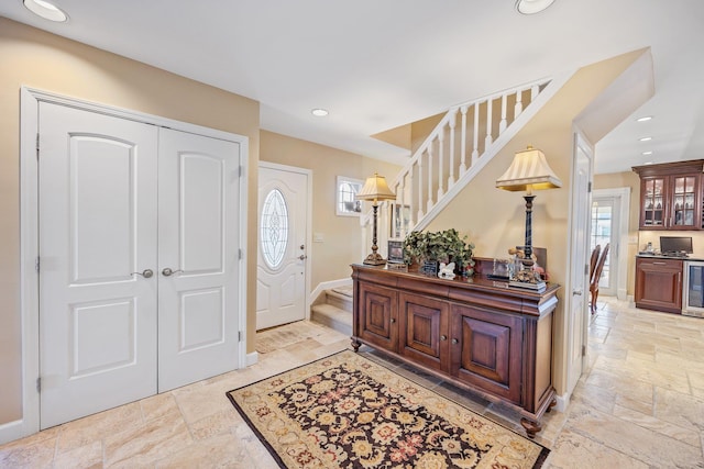 entrance foyer with wine cooler