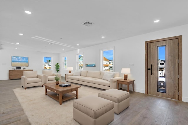 living room featuring light hardwood / wood-style flooring