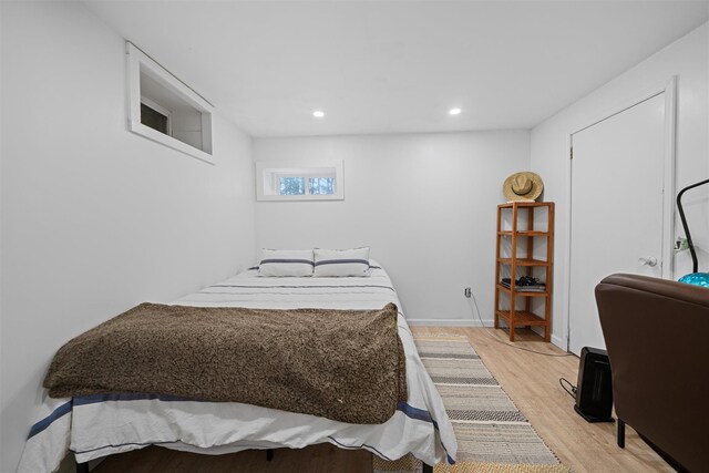 bedroom featuring light wood-type flooring