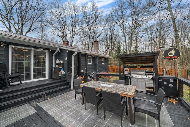 deck featuring grilling area