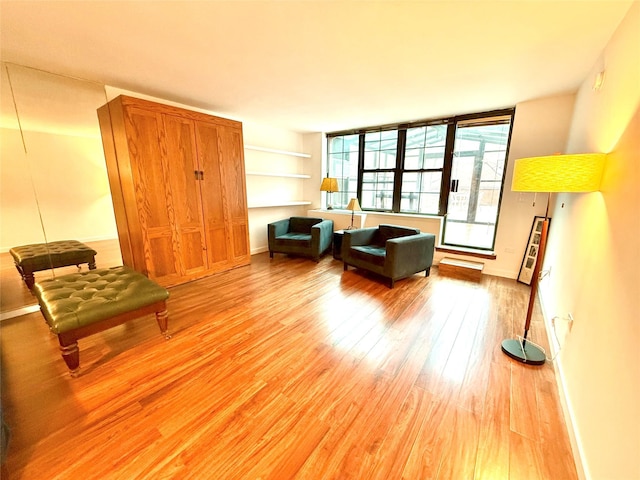 living area featuring hardwood / wood-style flooring