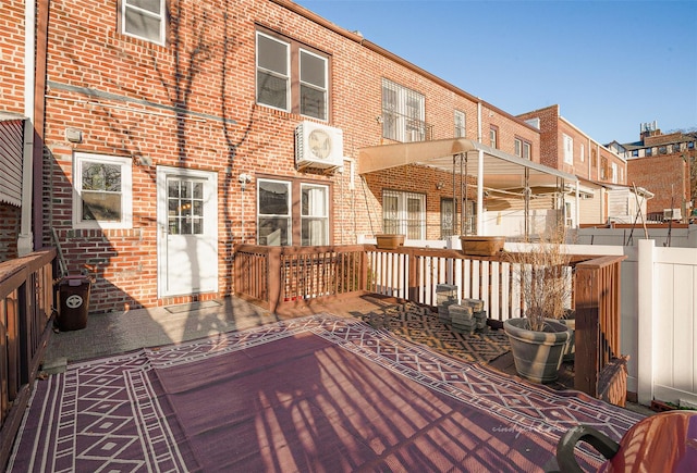 wooden terrace with ac unit