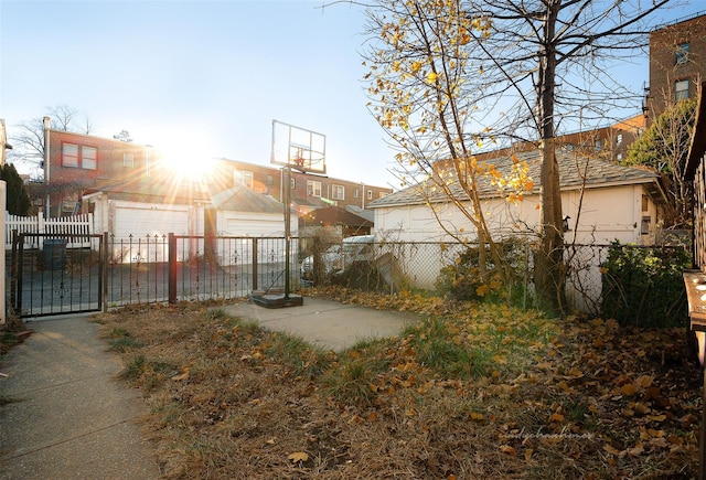 exterior space featuring a garage