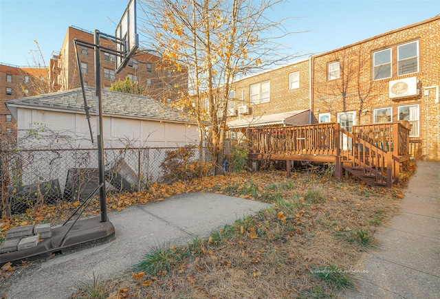 view of yard with a deck