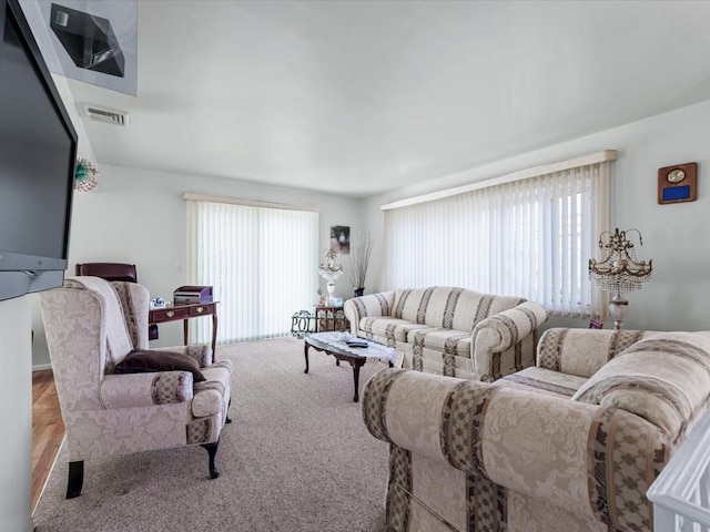 carpeted living room with plenty of natural light