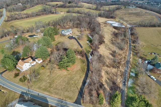 aerial view with a rural view