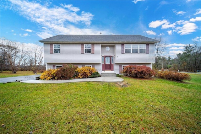 bi-level home with a front yard