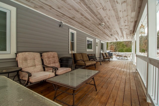 wooden terrace with covered porch