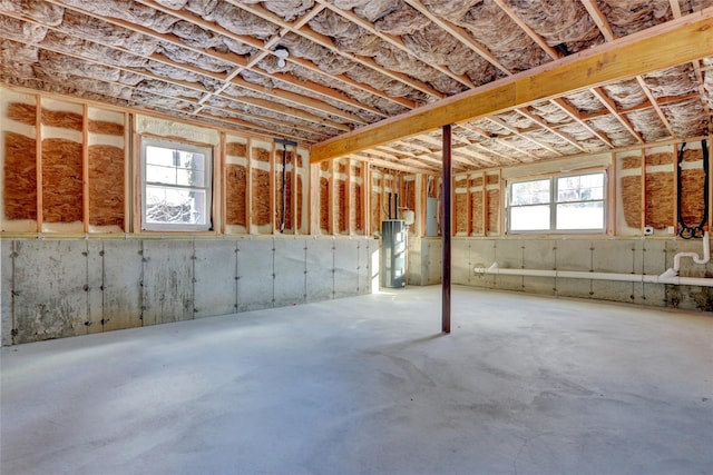 basement featuring water heater