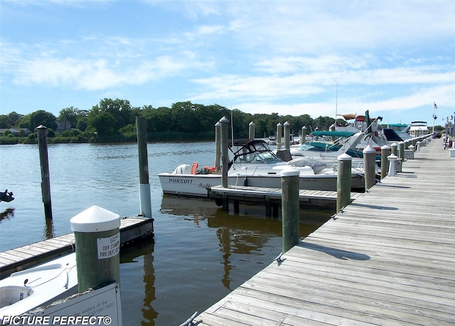 view of dock featuring a water view