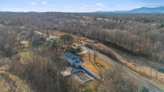 bird's eye view with a mountain view