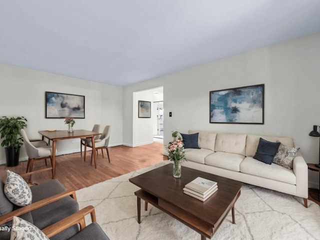 living room featuring light hardwood / wood-style floors