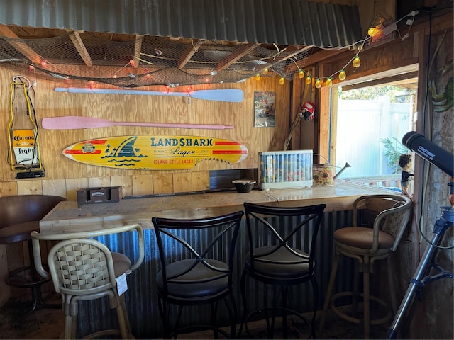 bar featuring wooden walls