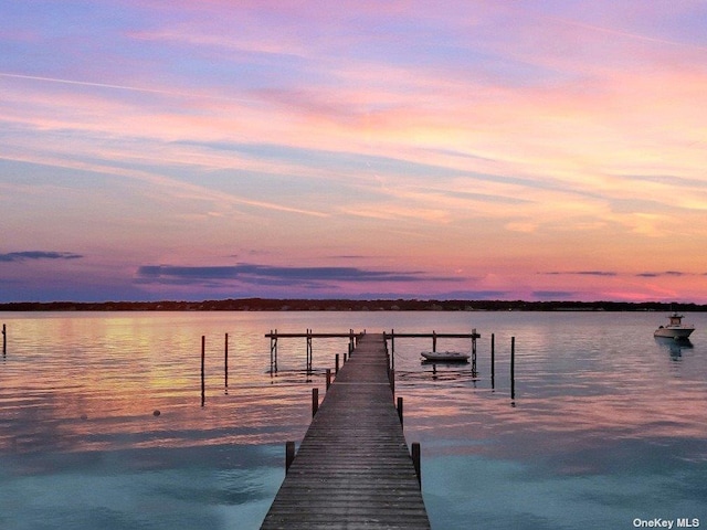 view of dock featuring a water view