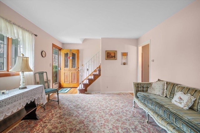 living room with hardwood / wood-style floors