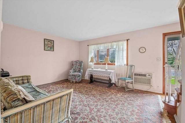 living room featuring a wall mounted AC