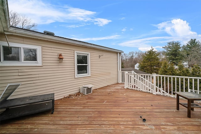 wooden deck with cooling unit