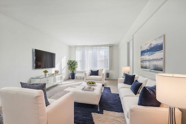 living room featuring carpet floors