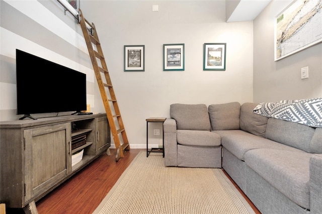 living room with hardwood / wood-style flooring