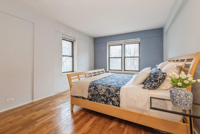 bedroom featuring multiple windows and wood-type flooring