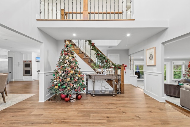 entrance foyer with light hardwood / wood-style flooring