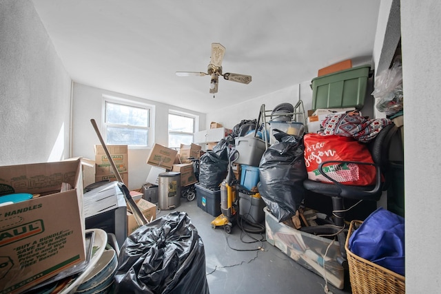 storage with ceiling fan