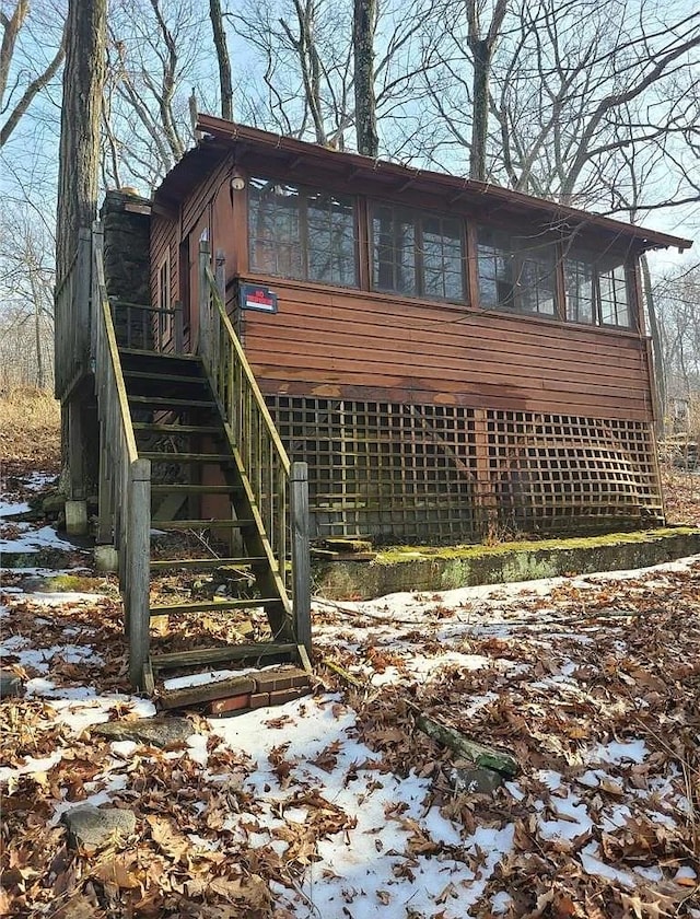 view of snowy exterior