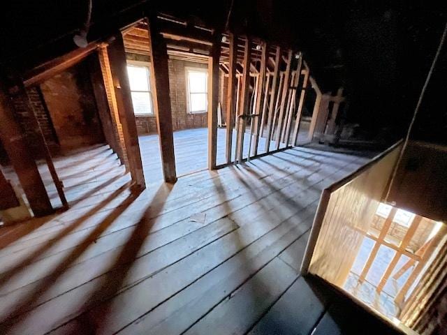 view of unfinished attic