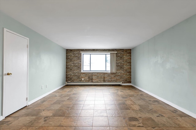 empty room with a baseboard heating unit