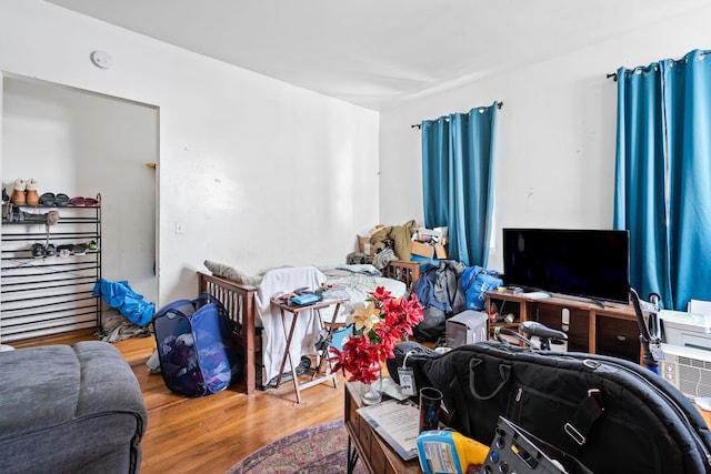 living room with hardwood / wood-style floors