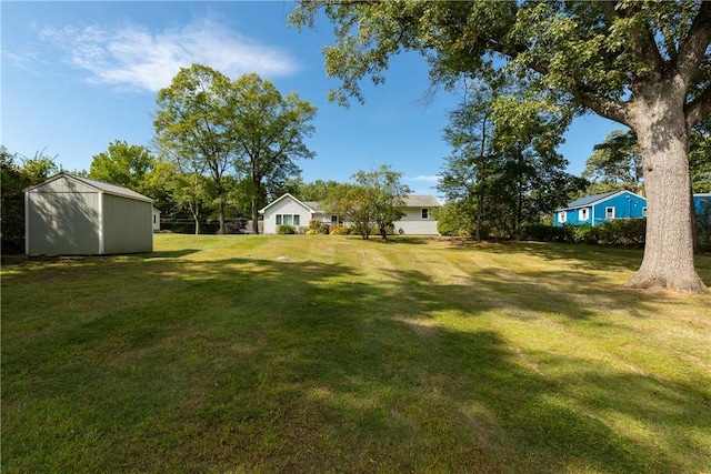 view of yard with an outbuilding