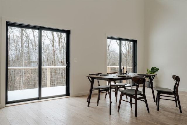 dining room with light wood-type flooring