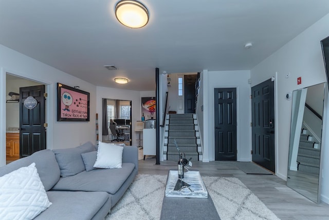 living room with light wood-type flooring